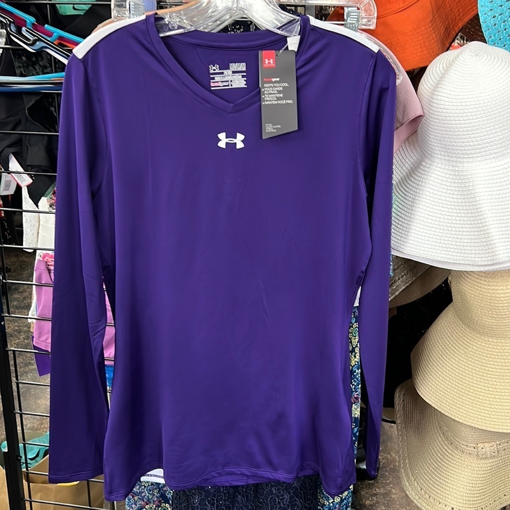 Under Armour HeatGear Purple Fitted Long Sleeve Top Women’s M NWT